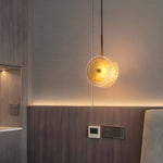 Modern Crystal Glass Disc Pendant Light With Led 1 Light Round Hanging Lamp