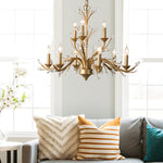 6 9 Light Brass Branch Candle Vintage Chandelier With Crystal Accents