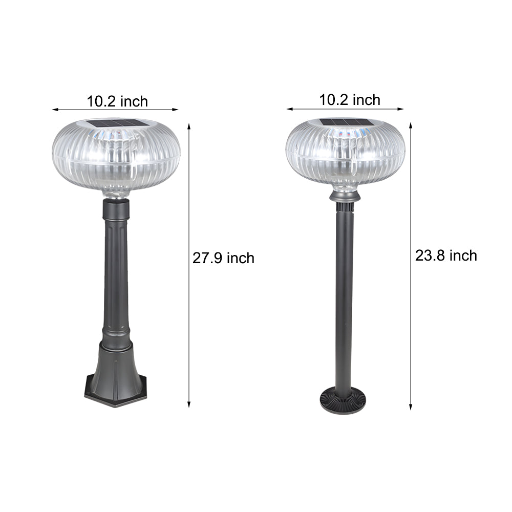 Modern Solar Lawn Light Metal Cylinder Oval Shade Led Outdoor Bollard Light