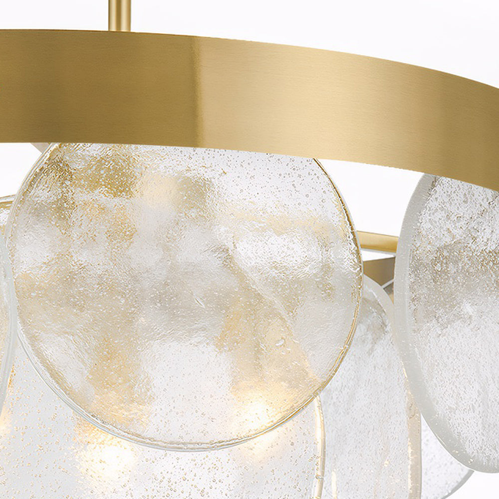 3 Light Round Semi Flush Mount Glass Chandelier