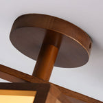 Square Walnut Wooden Frame 1 Light Semi Flush Mount Ceiling Light
