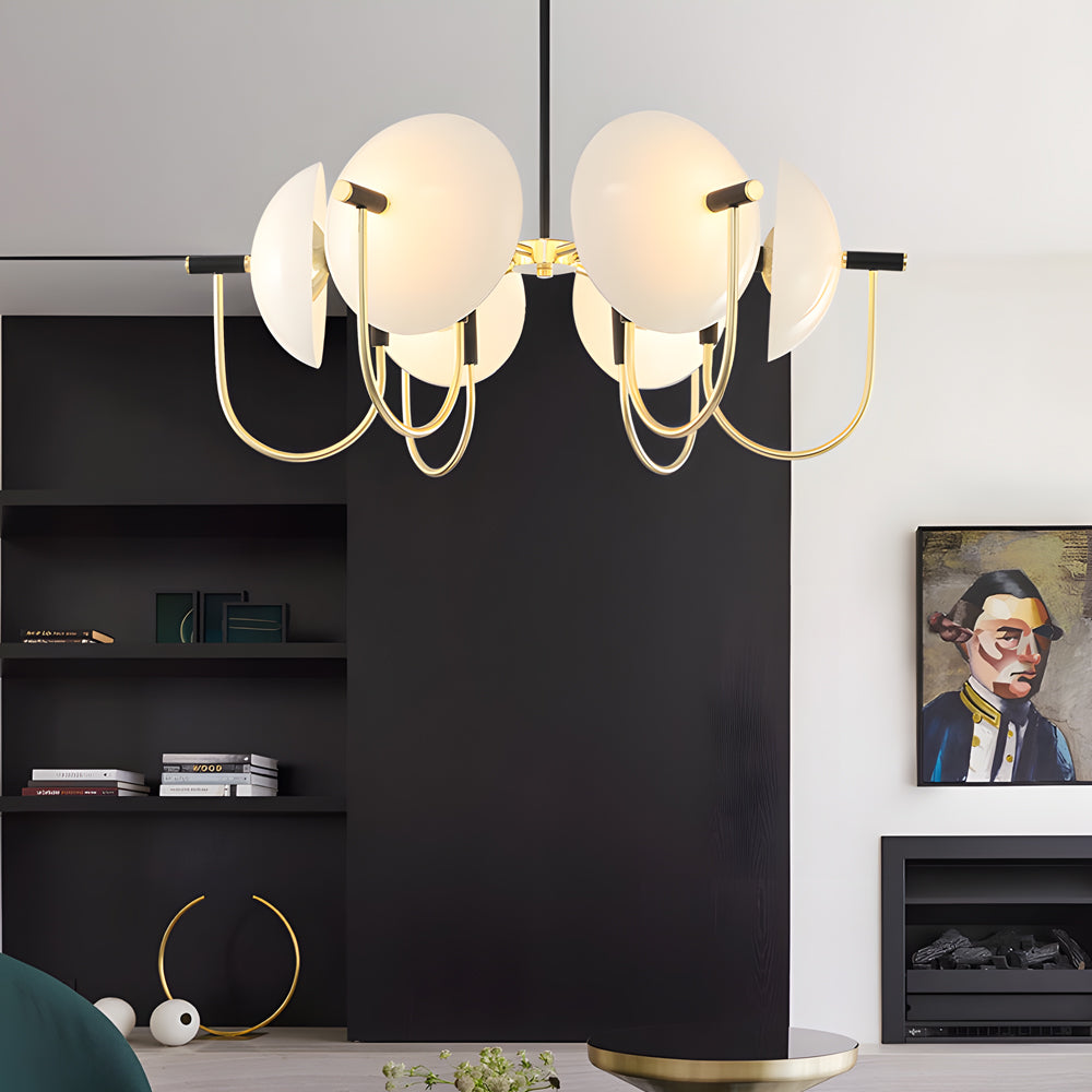 1 3 6 Heads Semicircular Opal Glass Dome Chandelier Aperture Pendant Light Hanging Ceiling Lighting