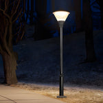1 Light Round Solar Led Outdoor Lamp Post In Black