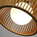 Hemispherical Wood Birdcage Glass Ball Shade Creative Modern Chandelier Li002752