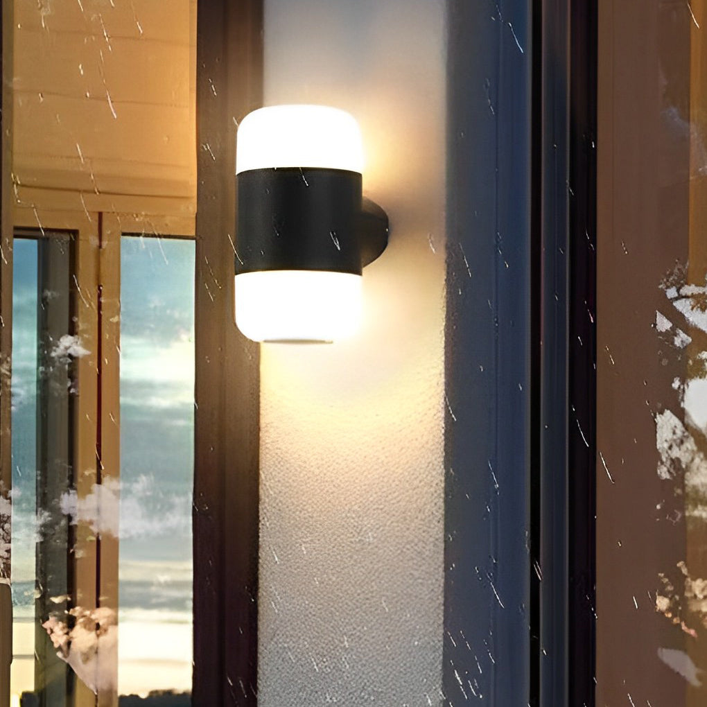 Round Up And Down Led Black Outdoor Wall Lamp Li002182