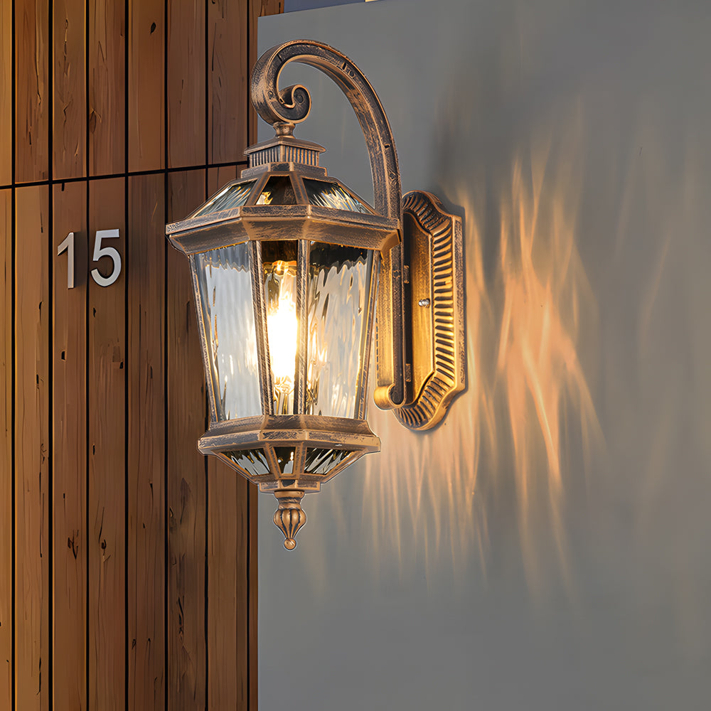 1 Light Black Clear Water Glass Outdoor Wall Light Lantern Wall Sconce Porch Wall Mounted Lights Exterior Wall Lamp