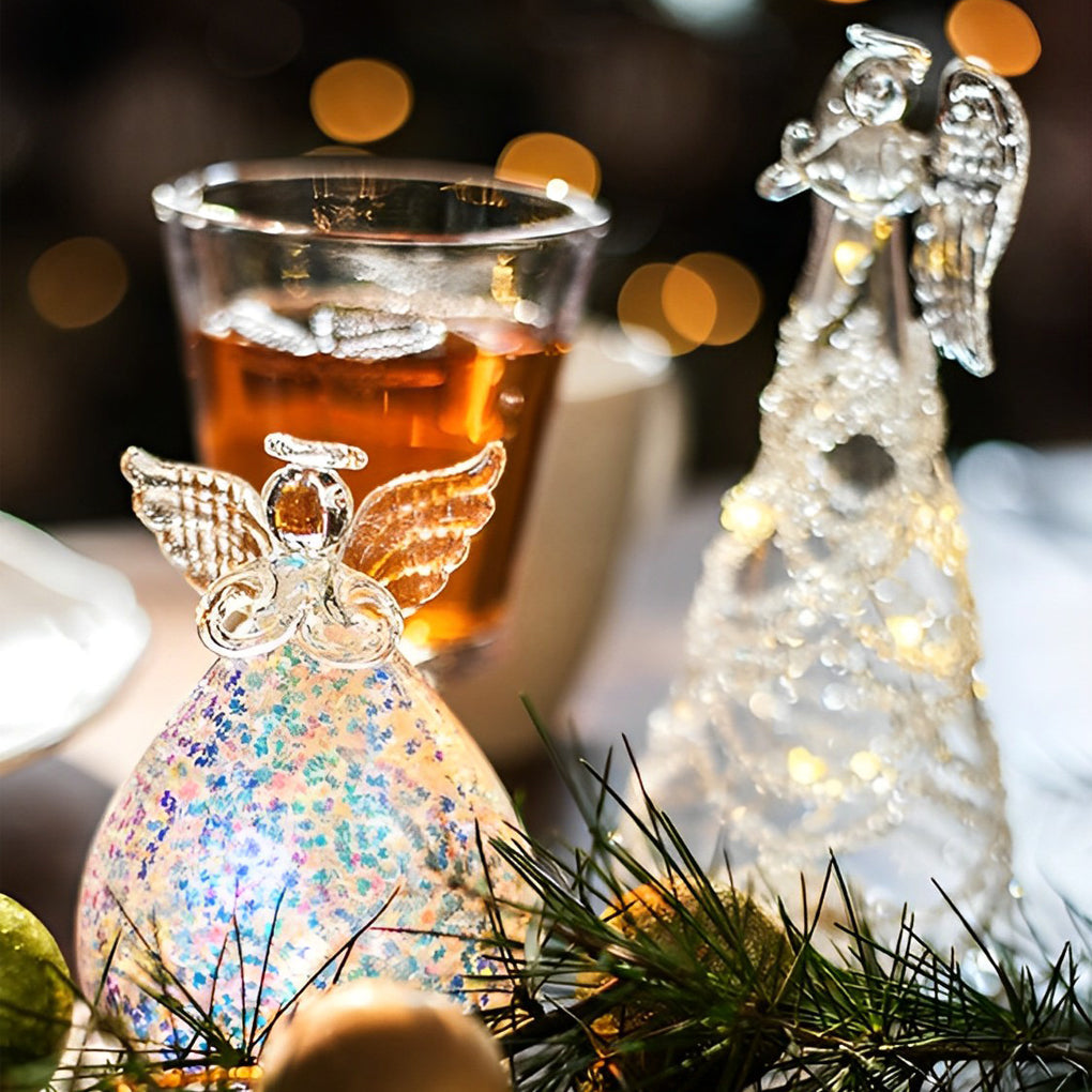 Lumière Céleste Glass Angel LED Table Lamp – Ethereal Night Light for Modern Interiors