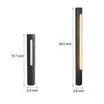 Matte Black Cylinder Outdoor Pathway Light With Strip Led Lighting 15 8 29 5 H