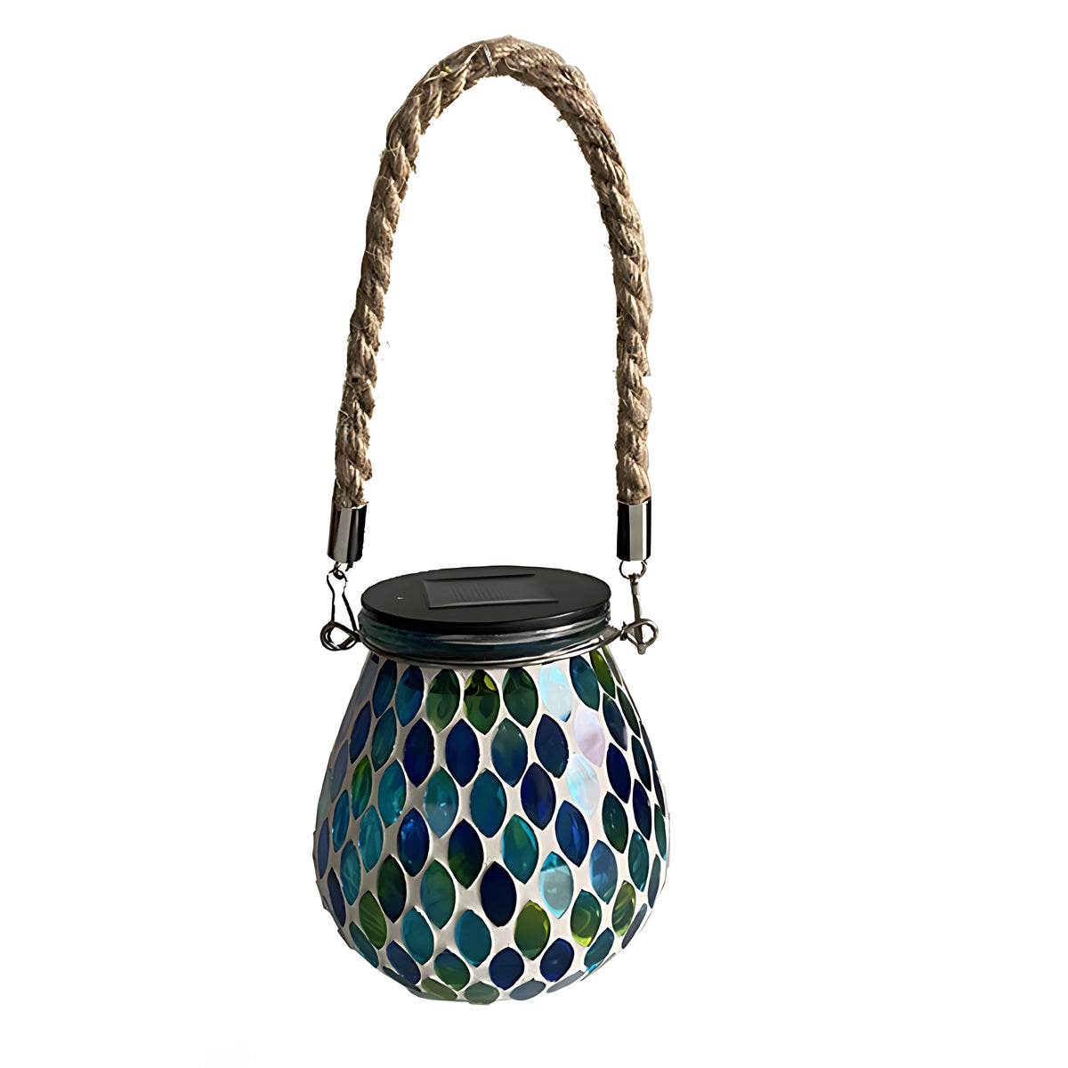 Artisan Solar Glass Mosaic Lantern for Garden and Patio