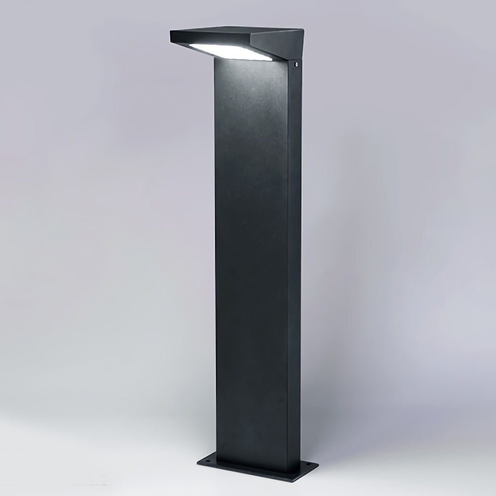 L-Shaped Solar LED Bollard Light in Black for Pathways and Gardens