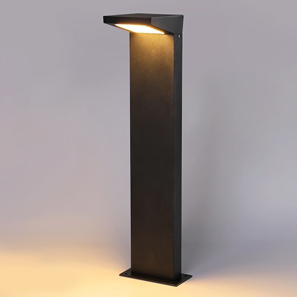 L-Shaped Solar LED Bollard Light in Black for Pathways and Gardens