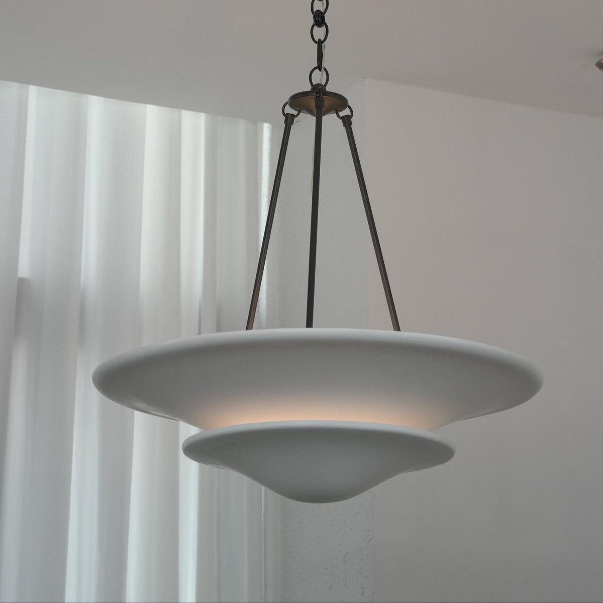 Orvus Cloud Pendant Light — Sculptural Plaster & Metal Ceiling Lamp