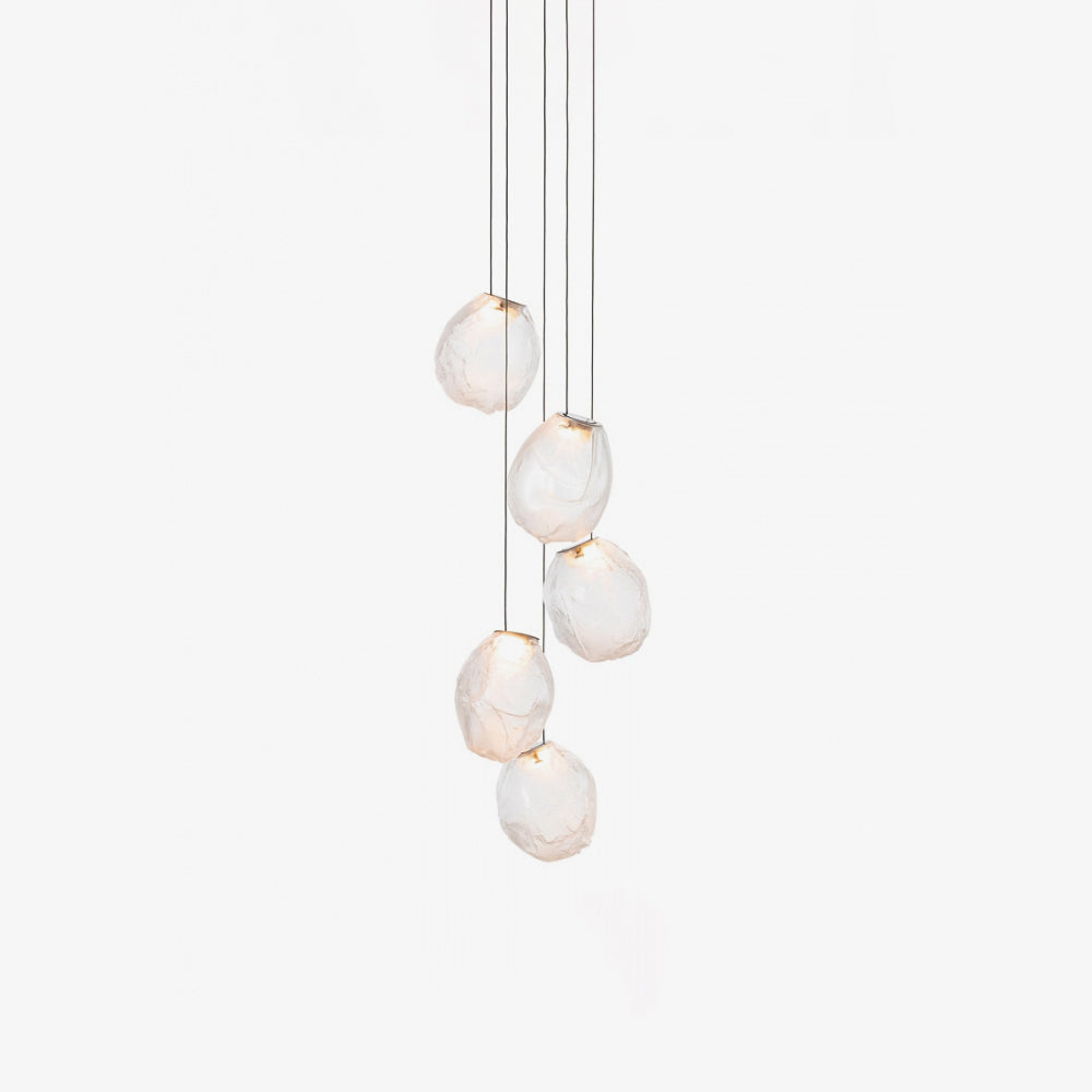 Liquid Glass Stone Pendant Light – Sculptural Blown Glass Chandelier