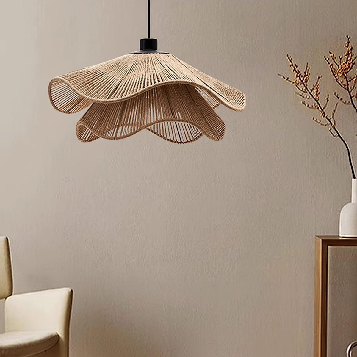 Vintage Straw Hat Petal Chandelier