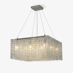 Crystal Frame Chandelier – Modern Geometric Pendant Light for Dining Room and Living Room