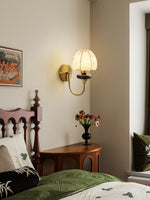Amelie Floral Wall Sconce – Vintage-Inspired Fabric Shade, Gold or Black Finish
