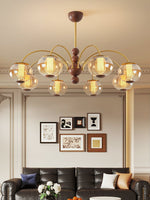 Solstice Bloom Chandelier — Amber Glass & Gold Modern Pendant Light