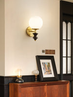 Elodie Globe Wall Sconce — Modern Brass & Glass Wall Light for Bedroom, Living Room