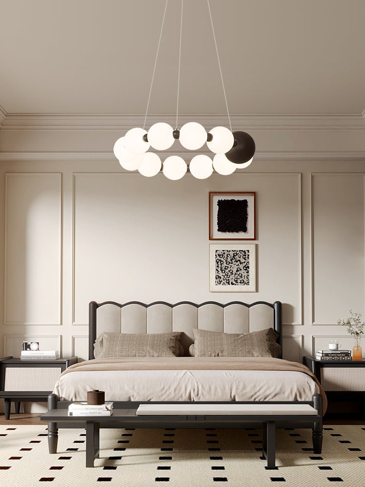 Celestial Bead Ring Chandelier – Modern LED Pendant for Dining and Living Spaces