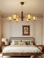 Solstice Bloom Chandelier — Amber Glass & Gold Modern Pendant Light