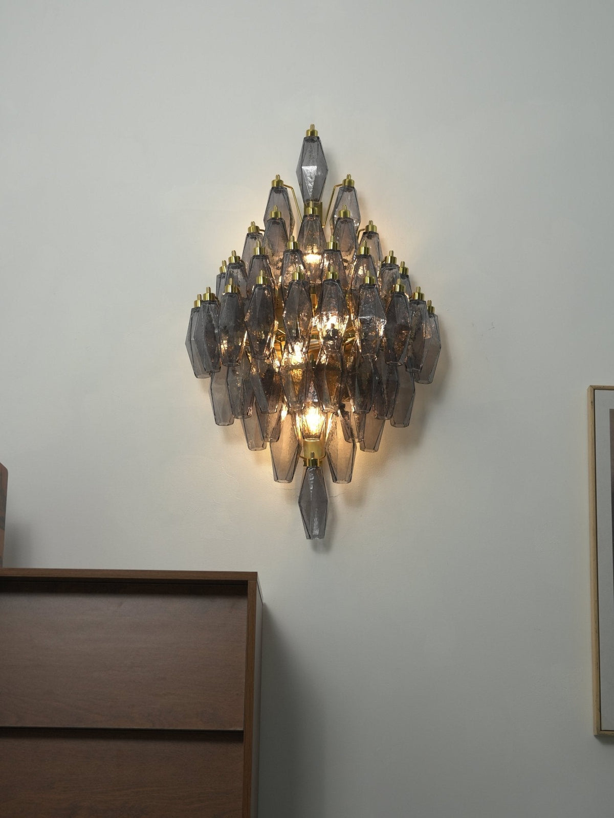 Sorrento Wall Sconce in Brass with Multicolored Glass Shades
