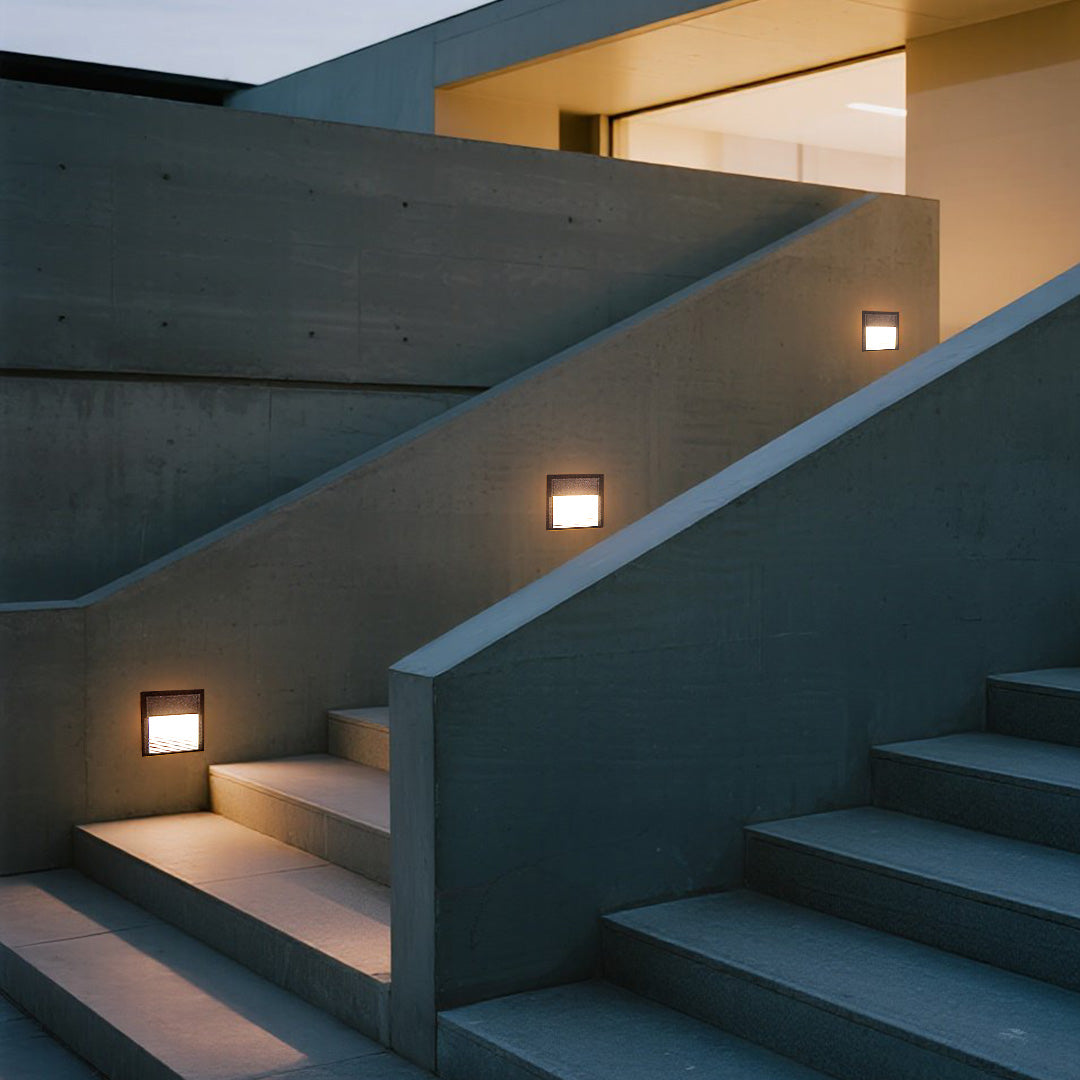 Geometric LED Step Lights for Outdoor Architecture, Minimalist Flush Mount
