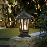 Retro Pavilion Shape Solar Powered Fence Post Light Ha080207