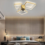 Square Round Rings Three Step Dimming Led Silent Modern Ceiling Fans Lamp