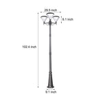 102 Inch Black Outdoor Street Light With 3 Light Post Lamp And Pole