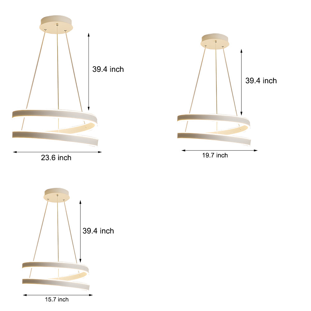Matte White Twisted Chandelier Dimmable Led Ring Pendant Lamp