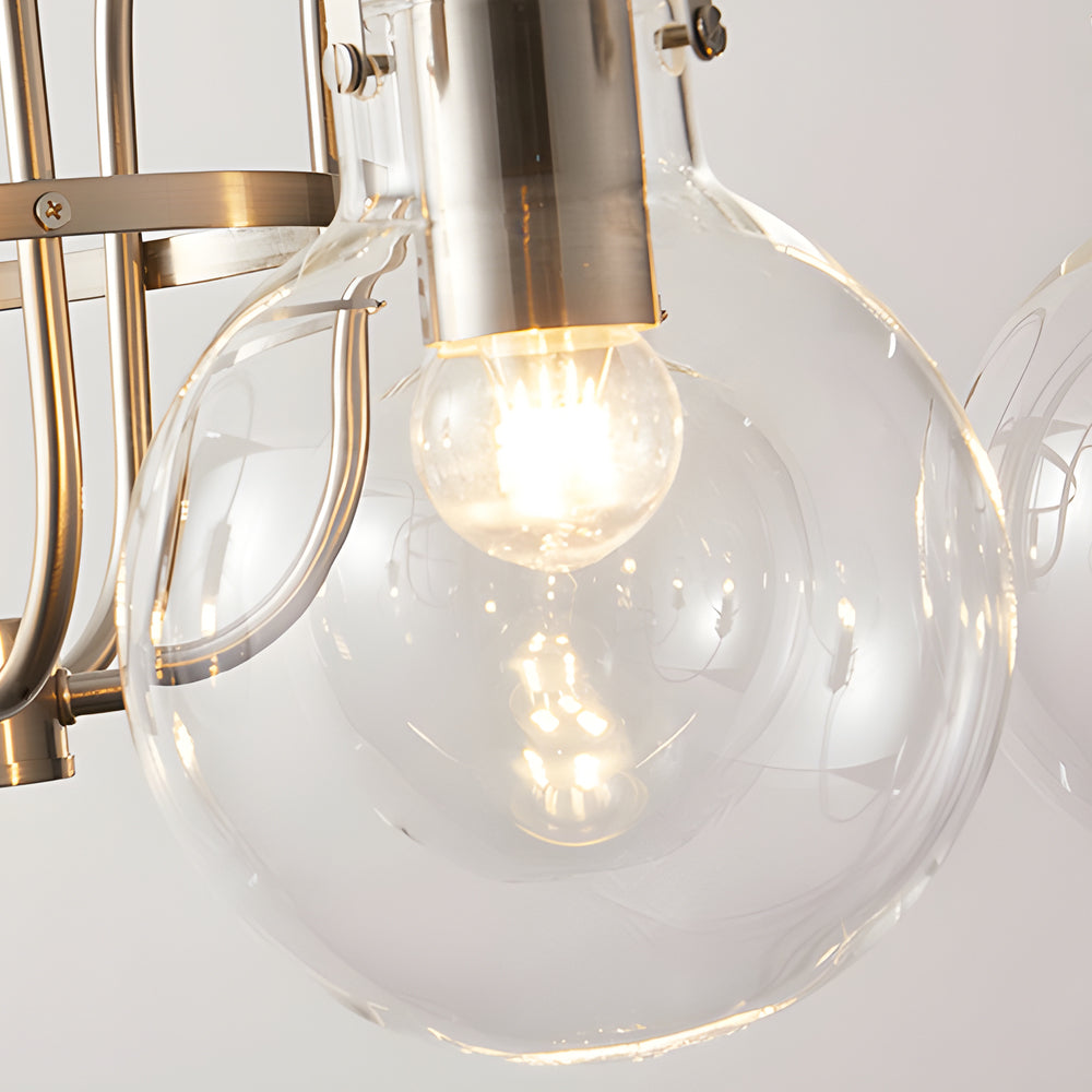 6 Light Glass Globe Shade Indoor Nickel Finish Chandelier