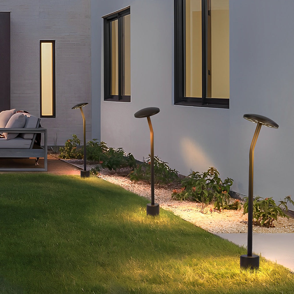 Mushroom LED Pathway Light in Brown Aluminum for Garden and Lawn
