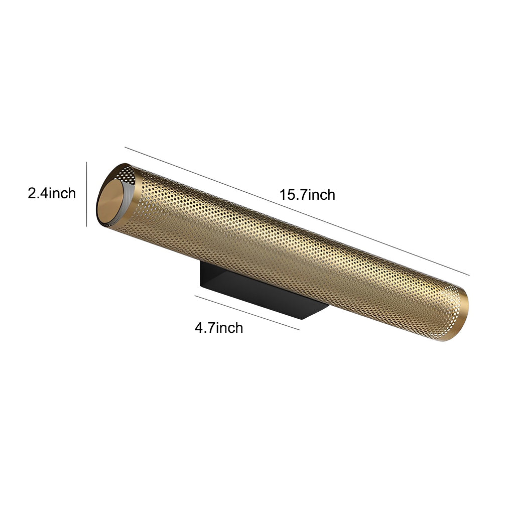 Gold Perforated Cylindrical Bathroom Vanity Light Mesh Design