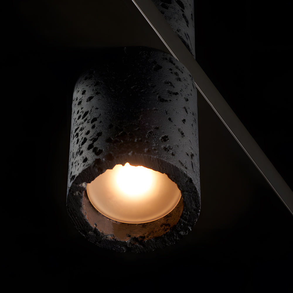 Led Copper Black Stone Linear Island Pendant Light
