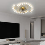 Creative Flower Mute Three Step Dimming Nordic Fans Ceiling With Lights