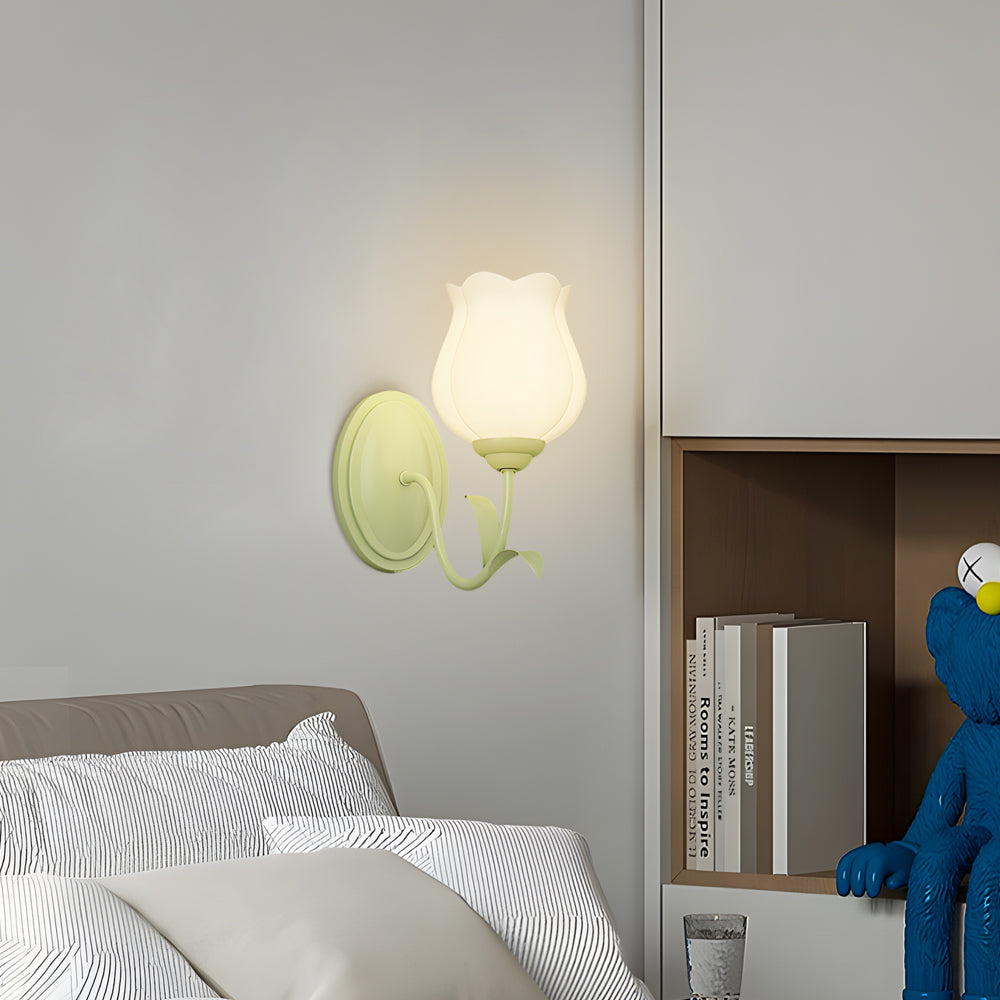 1 2 Lights Flowers Glass Three Step Dimming Green Modern Wall Lights Indoor
