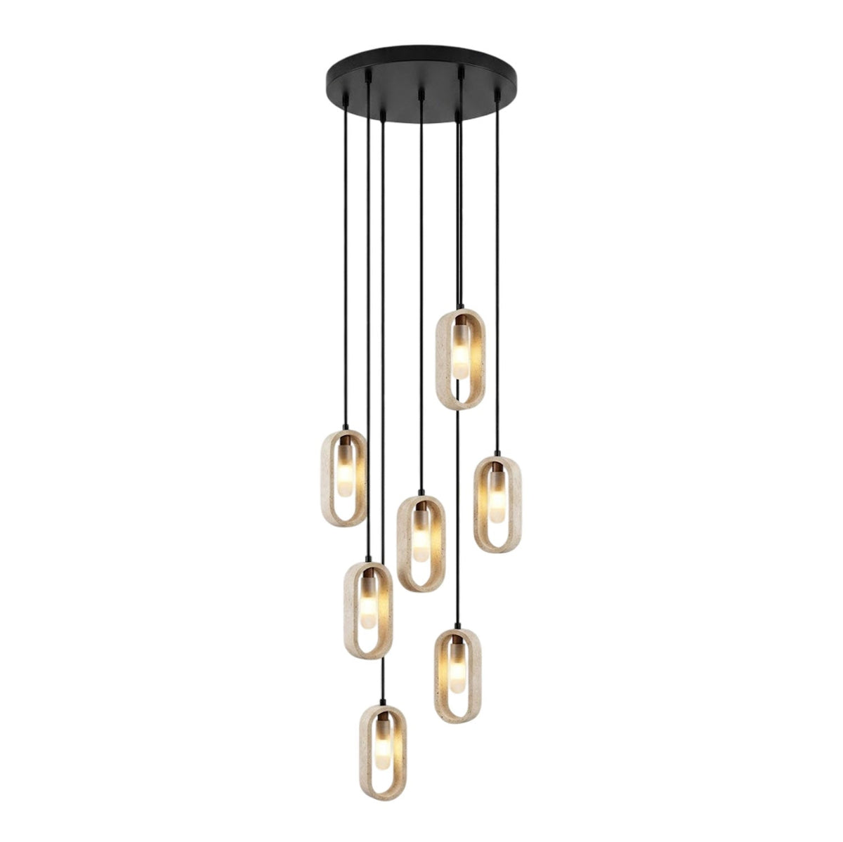 Onda Travertine Pendant Light – Natural Stone Oval Pendant Lamp