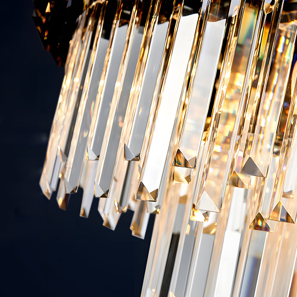 6 8 Light Crystal Layered Chandelier Dimmable Dining Room Pendant Lighting