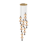 Duo Alabaster Pendant Light – Sculptural Brass & Natural Stone Chandelier