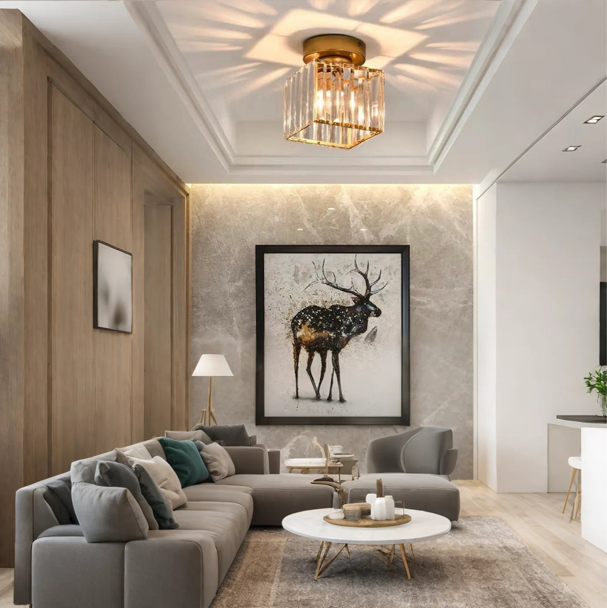 Crystal Glass Nordic Simple New Modern Led Chandelier Lights Living Loft Study Room Aisle Corridor Flats Lamps Indoor Lighting