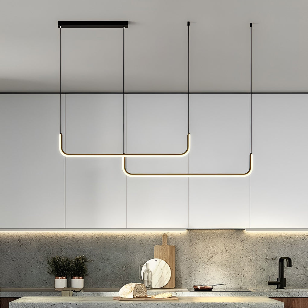 Minimalist Strip Three Color Dimming Led Black Nordic Chandelier Pendant Light