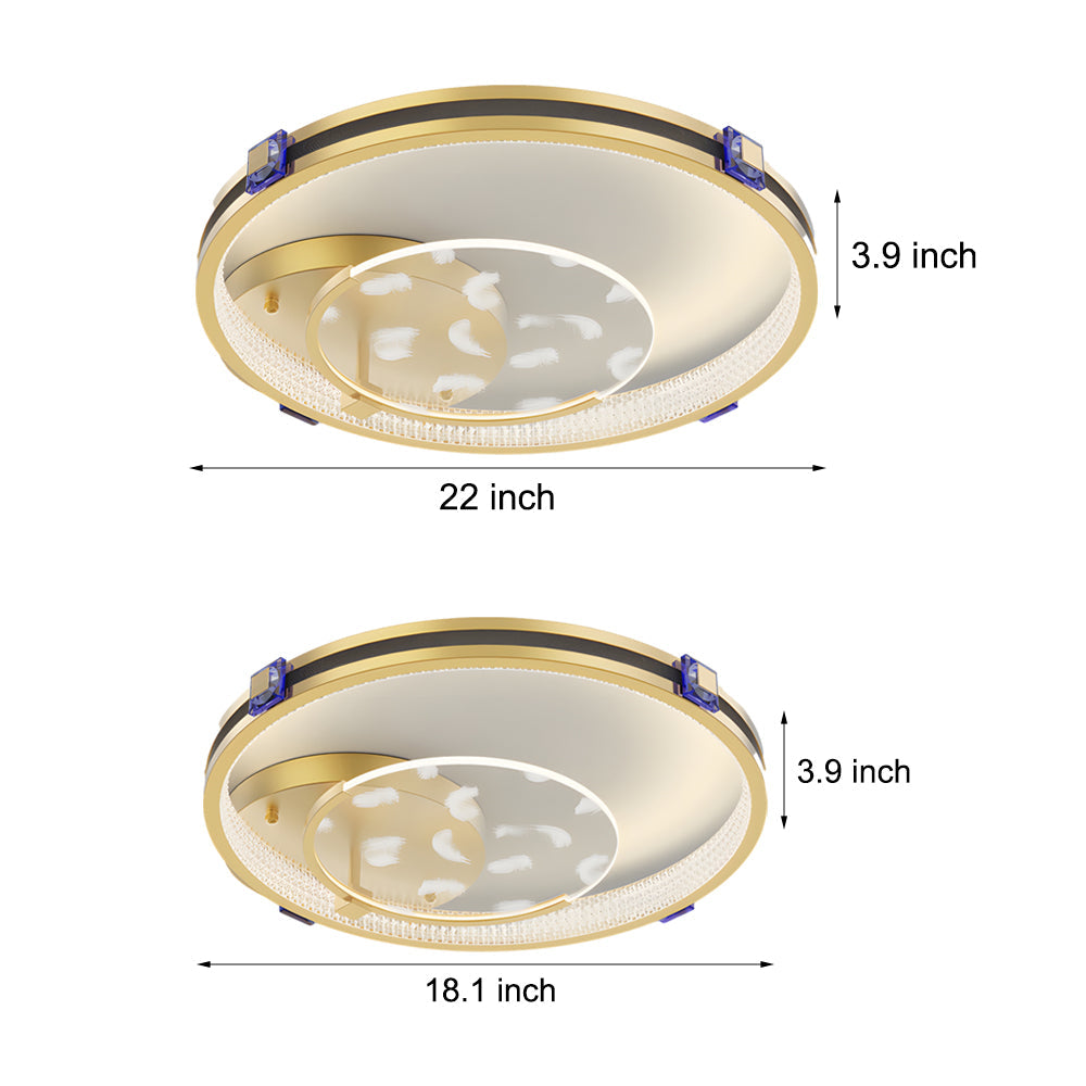 Round Acrylic Feathers Three Step Dimming Led Modern Ceiling Light Fixture