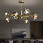 6 8 Lights Flowers Crystal 3 Step Dimming Copper Post Modern Chandelier