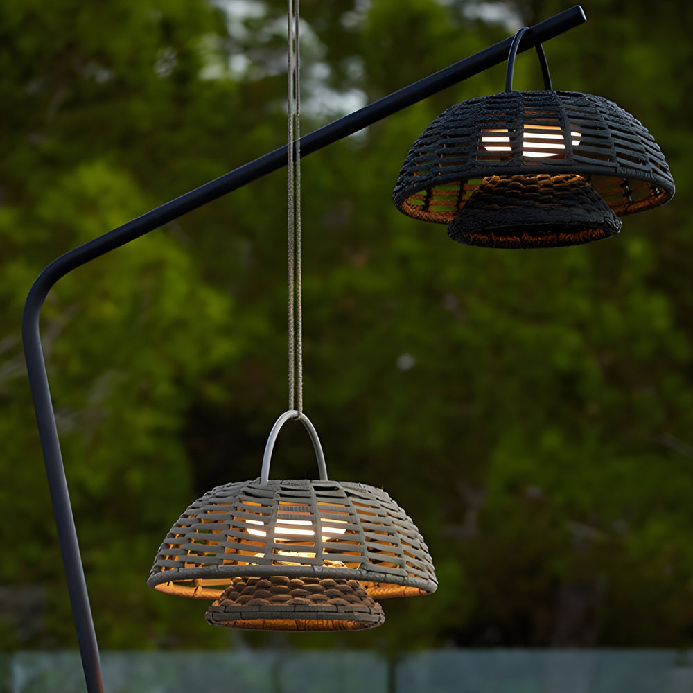 Decorative Ropes Rattan Waterproof Led Modern Solar Outdoor Chandelier
