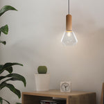 Luxury Copper Glass Jar 1 Light Wood Pendant Light Ceiling Hang Fixture Cork Diamond Glass Suspended Lights
