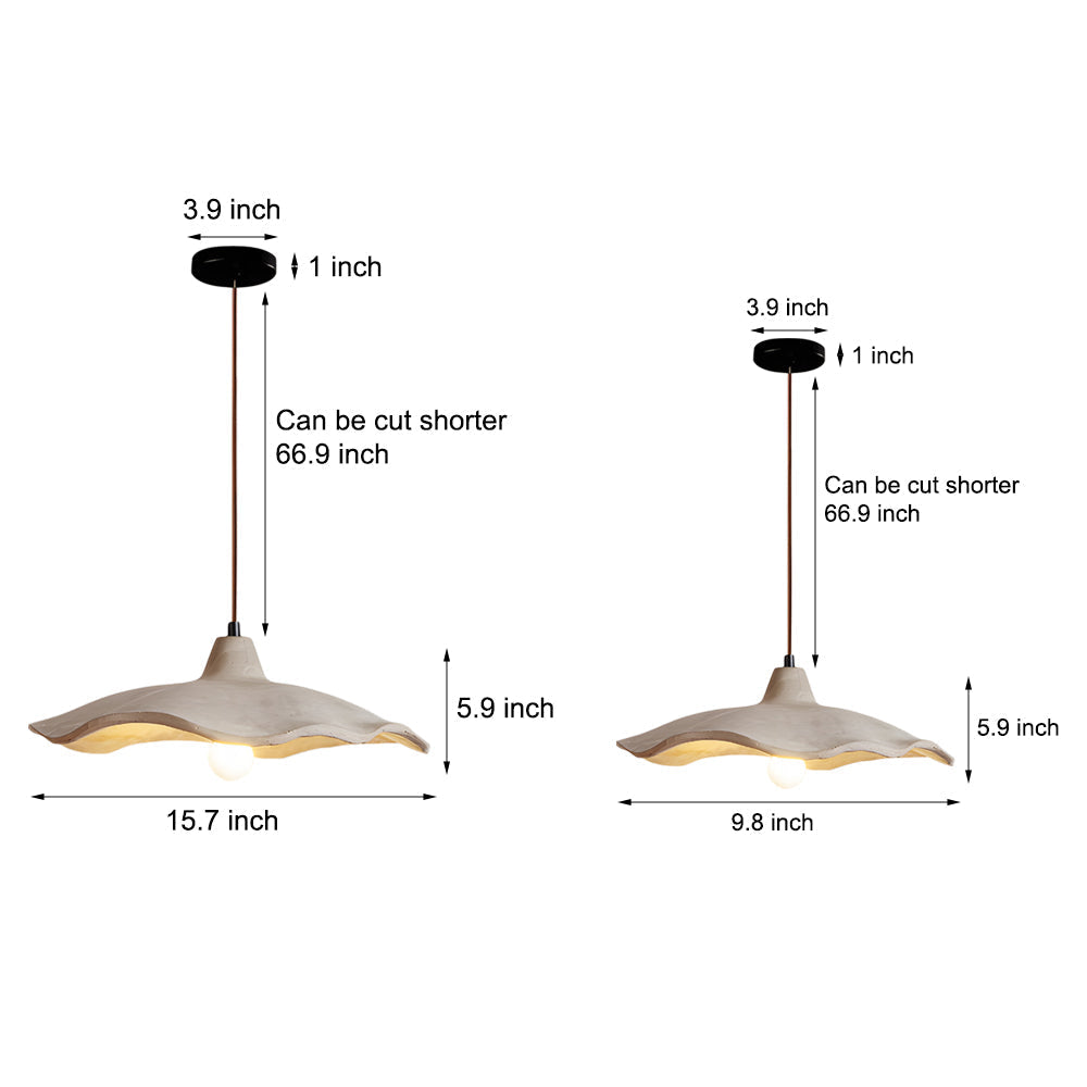 Japanese 1 Light Cement Wavy Pendant