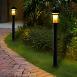 Heritage Iron LED Garden Lantern with Handcrafted Glass Shade