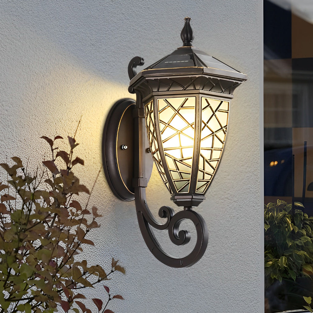 Retro Pattern Solar Powered Wall Lamp Ha080219