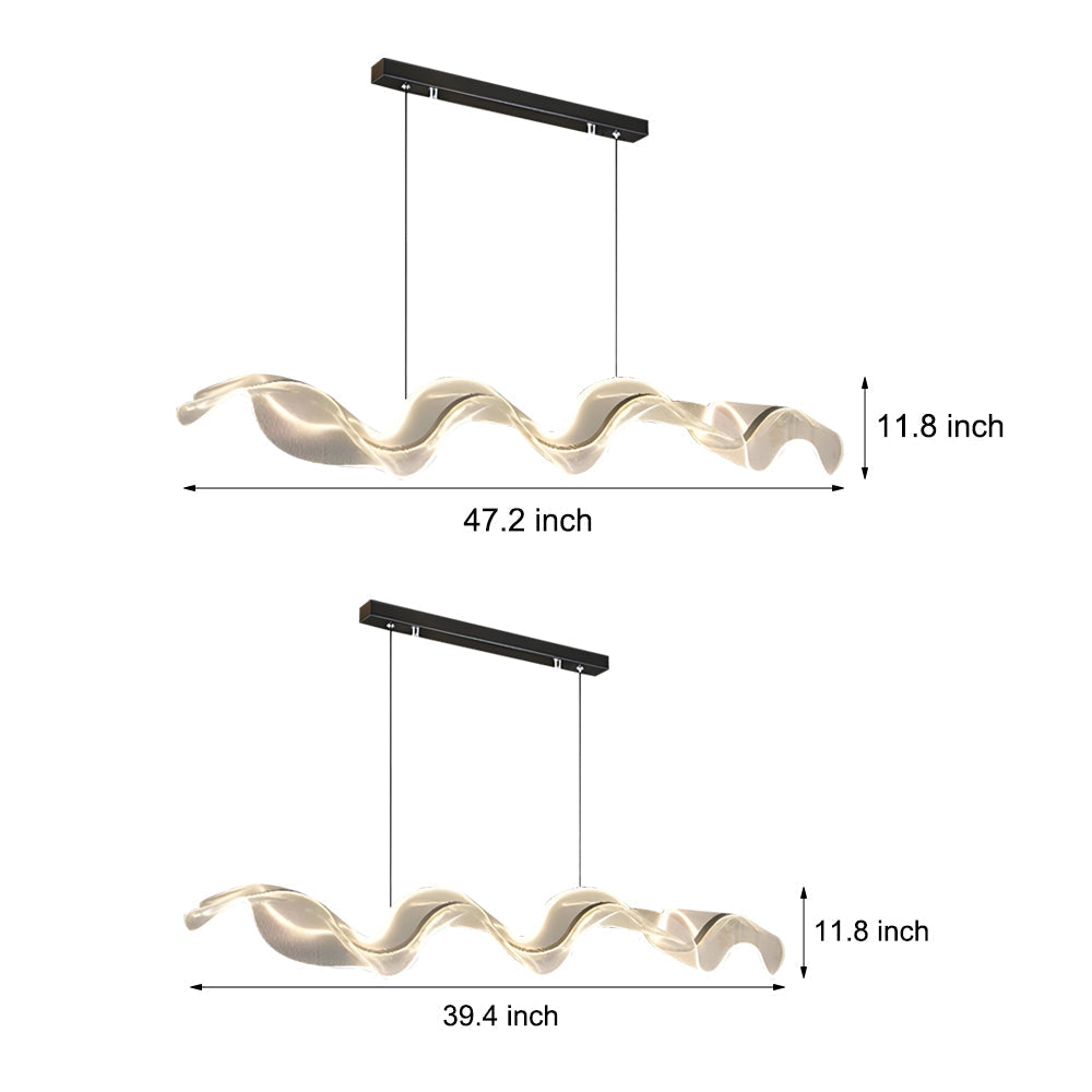 Long Strip Waves Acrylic Ribbon Streamers Led Modern Dining Room Lights