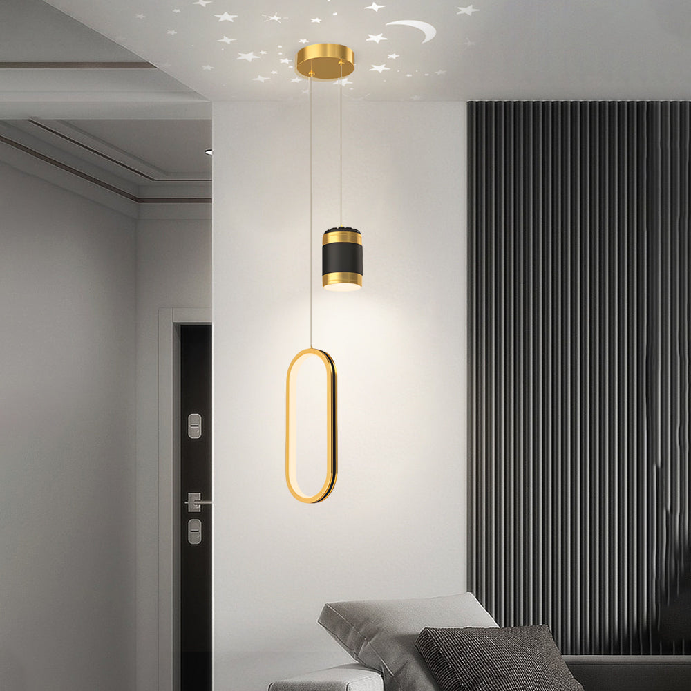 Creative Starry Projection Ring 3 Step Dimming Modern Led Pendant Lights